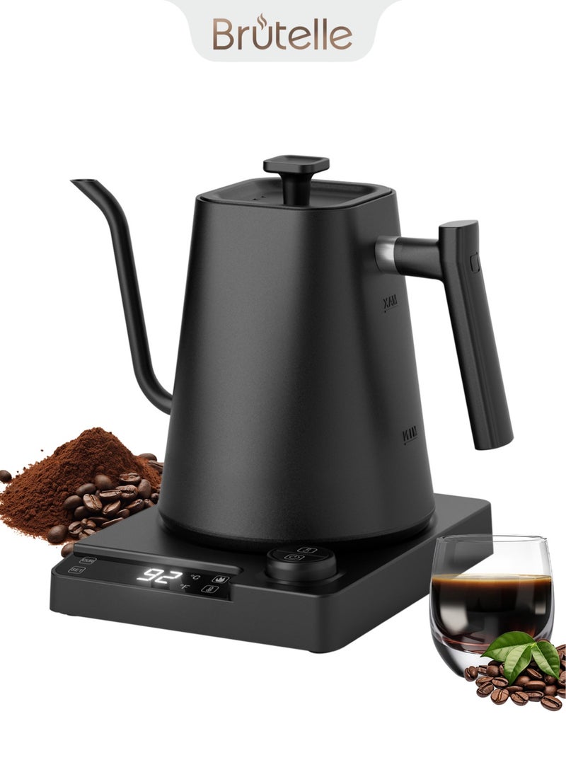 بريتيل غلاية قهوة وماتشا كهربائية V60 بفوهة طويلة، مع تحكم في درجة الحرارة، سعة 1 لتر، من الفولاذ المقاوم للصدأ، مع خاصية الحفاظ على السخونة 24 ساعة، مناسبة لتحضير القهوة المقطرة والماتشا والبور أوفر في المنزل والمكتب وركن القهوة - Image 1